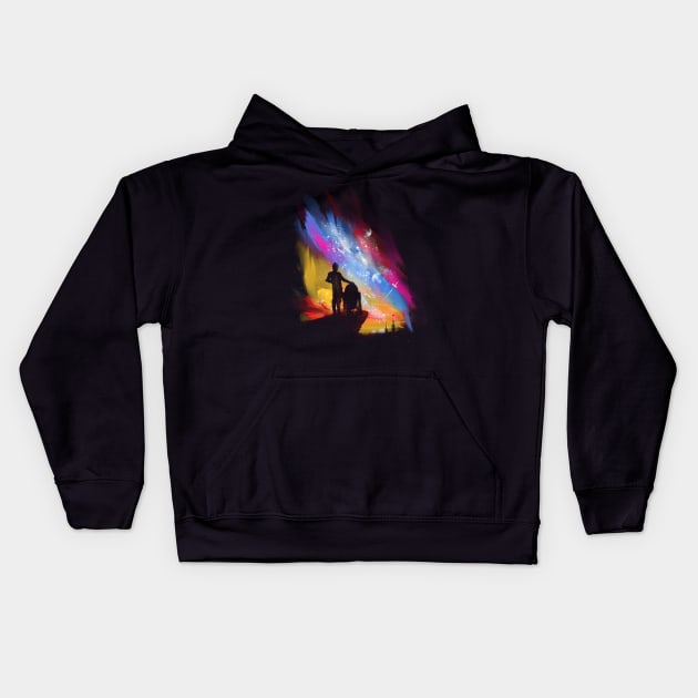 sunset on tatooine Kids Hoodie by kharmazero